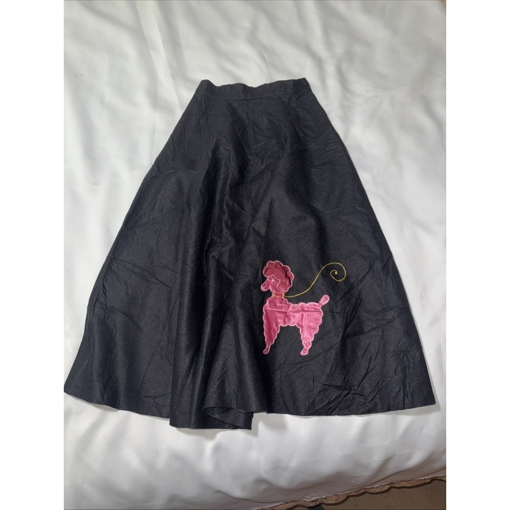Vintage  Handmade‎ Black Felt Poodle Skirt Waist 20"x 32" Length
